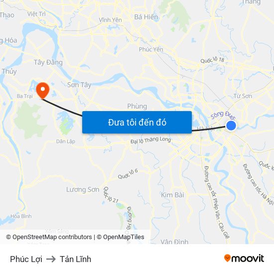 Phúc Lợi to Tản Lĩnh map