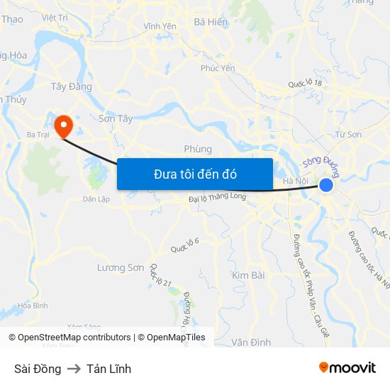 Sài Đồng to Tản Lĩnh map