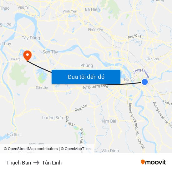 Thạch Bàn to Tản Lĩnh map