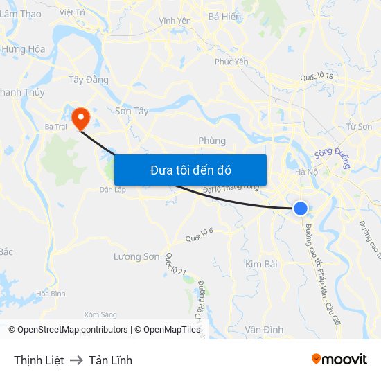 Thịnh Liệt to Tản Lĩnh map