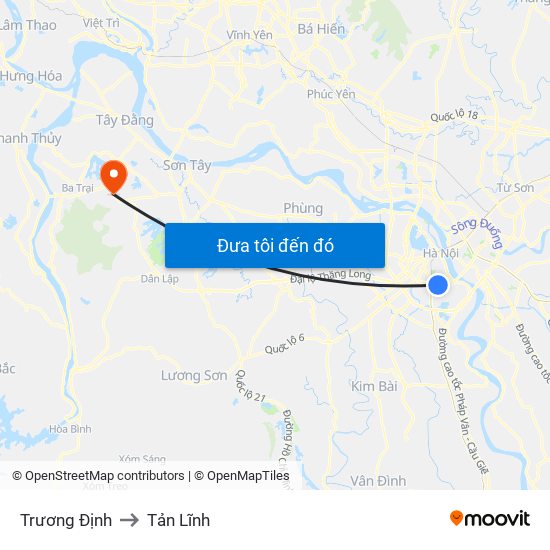 Trương Định to Tản Lĩnh map