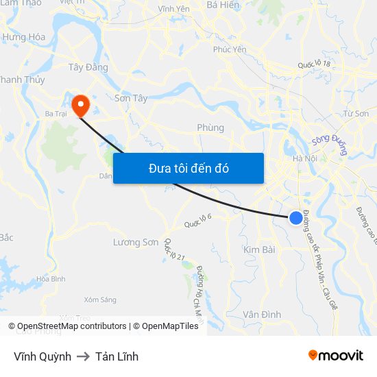 Vĩnh Quỳnh to Tản Lĩnh map