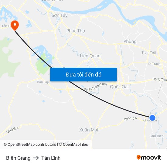 Biên Giang to Tản Lĩnh map