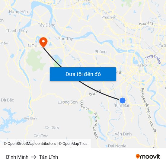 Bình Minh to Tản Lĩnh map