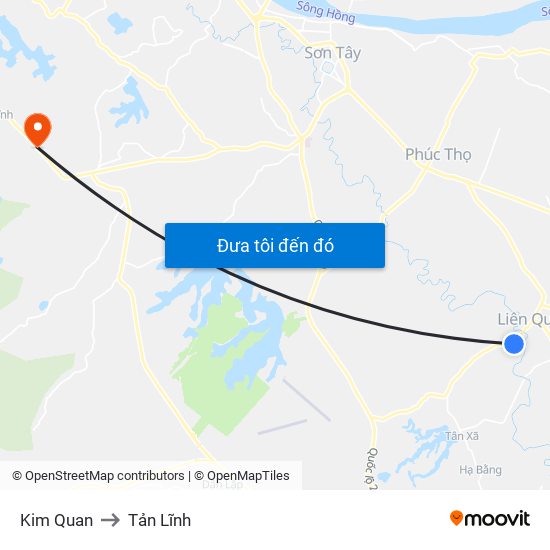 Kim Quan to Tản Lĩnh map