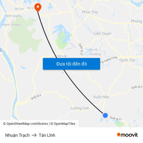 Nhuận Trạch to Tản Lĩnh map