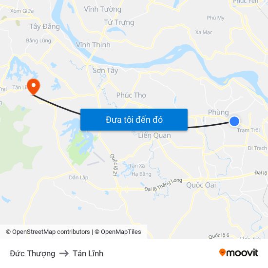 Đức Thượng to Tản Lĩnh map