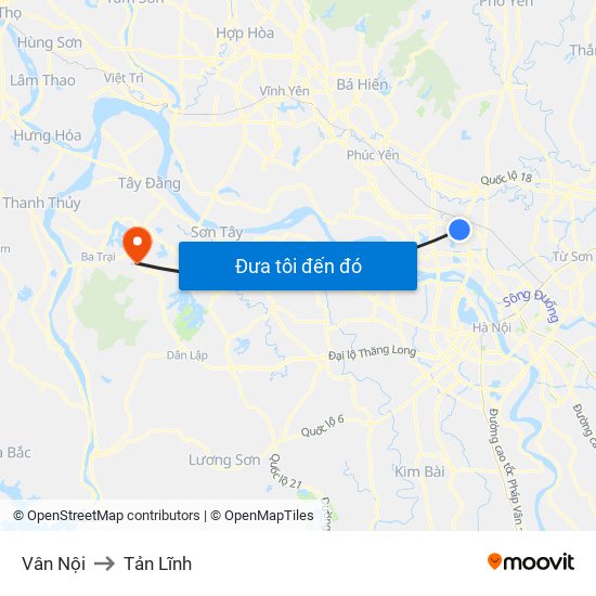 Vân Nội to Tản Lĩnh map
