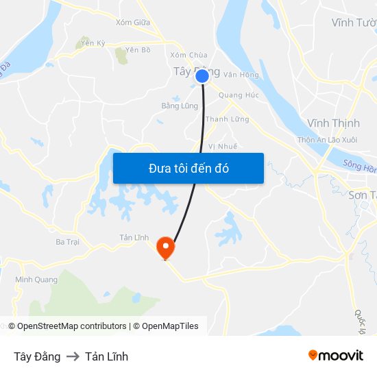 Tây Đằng to Tản Lĩnh map