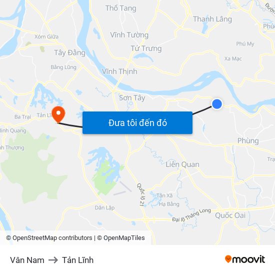 Vân Nam to Tản Lĩnh map