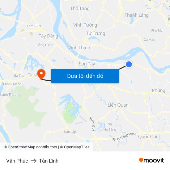 Vân Phúc to Tản Lĩnh map