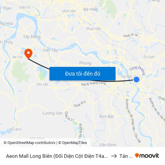 Aeon Mall Long Biên (Đối Diện Cột Điện T4a/2a-B Đường Cổ Linh) to Tản Lĩnh map