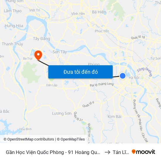 Gần Học Viện Quốc Phòng - 91 Hoàng Quốc Việt to Tản Lĩnh map