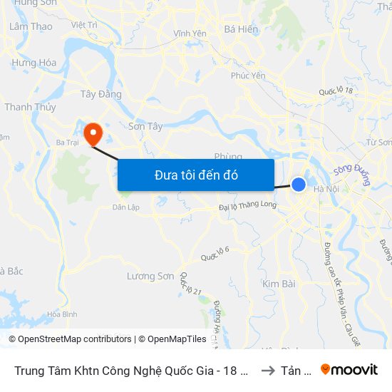 Trung Tâm Khtn Công Nghệ Quốc Gia - 18 Hoàng Quốc Việt to Tản Lĩnh map