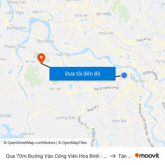 Qua 70m Đường Vào Công Viên Hòa Bình - Phạm Văn Đồng to Tản Lĩnh map