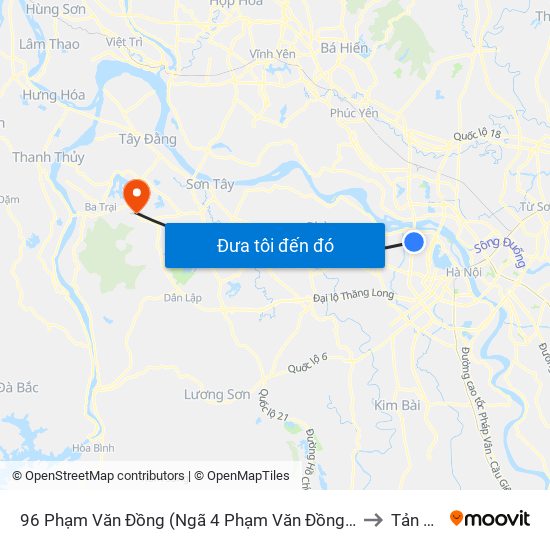 96 Phạm Văn Đồng (Ngã 4 Phạm Văn Đồng - Xuân Đỉnh) to Tản Lĩnh map