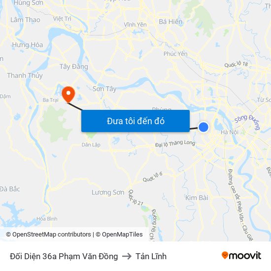 Đối Diện 36a Phạm Văn Đồng to Tản Lĩnh map