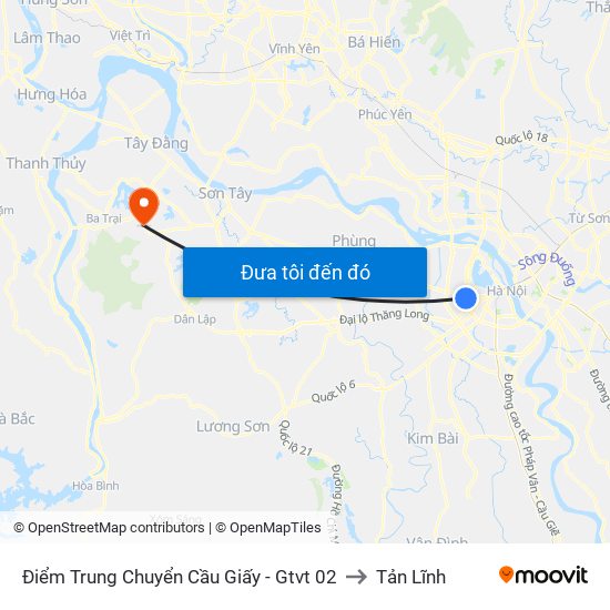 Điểm Trung Chuyển Cầu Giấy - Gtvt 02 to Tản Lĩnh map