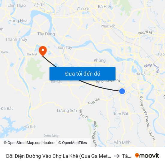 Đối Diện Đường Vào Chợ La Khê (Qua Ga Metro La Khê) - 405 Quang Trung (Hà Đông) to Tản Lĩnh map