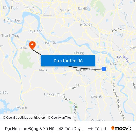 Đại Học Lao Động & Xã Hội - 43 Trần Duy Hưng to Tản Lĩnh map