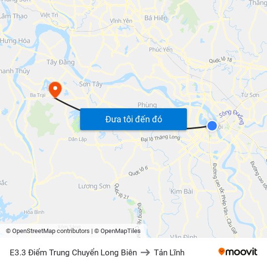 E3.3 Điểm Trung Chuyển Long Biên to Tản Lĩnh map