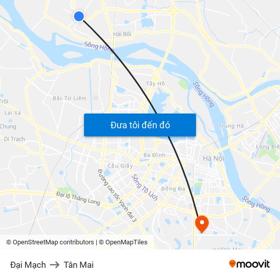 Đại Mạch to Tân Mai map