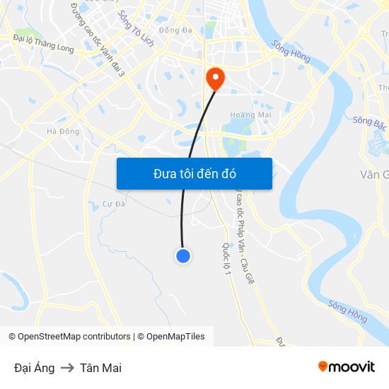 Đại Áng to Tân Mai map