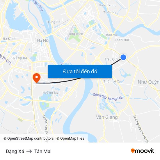 Đặng Xá to Tân Mai map