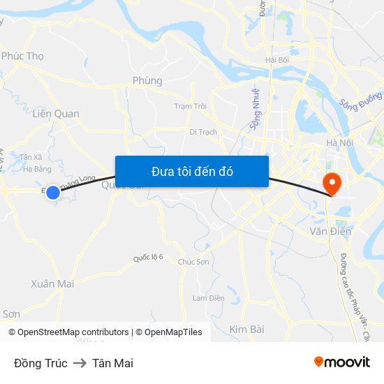 Đồng Trúc to Tân Mai map