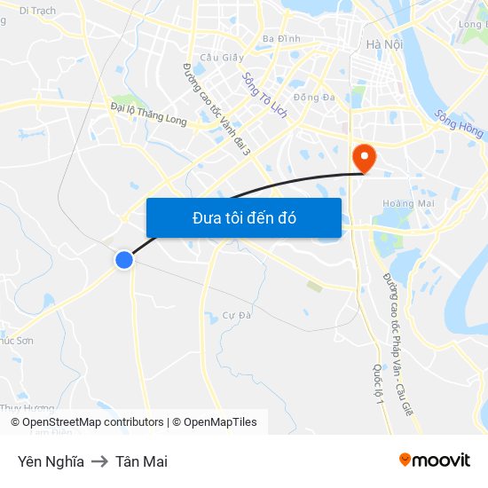 Yên Nghĩa to Tân Mai map