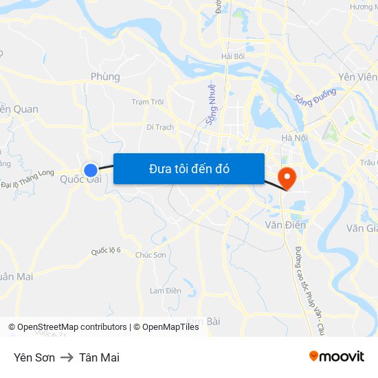 Yên Sơn to Tân Mai map
