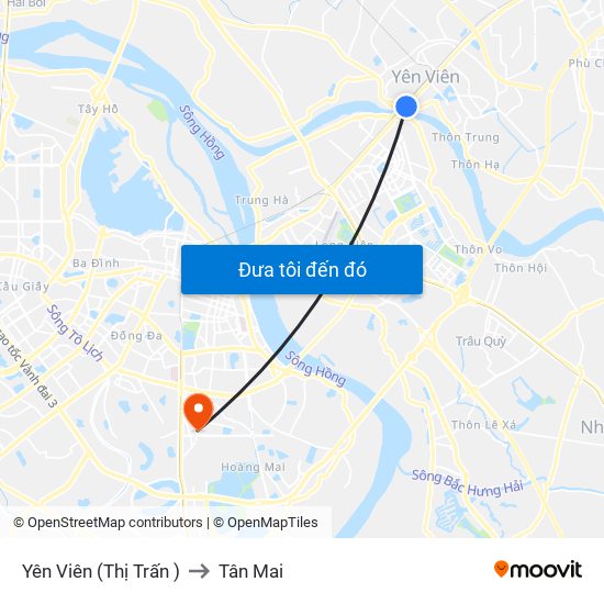 Yên Viên (Thị Trấn ) to Tân Mai map