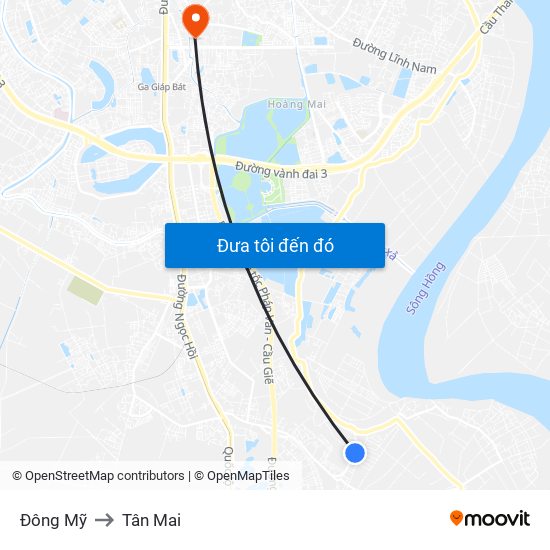 Đông Mỹ to Tân Mai map
