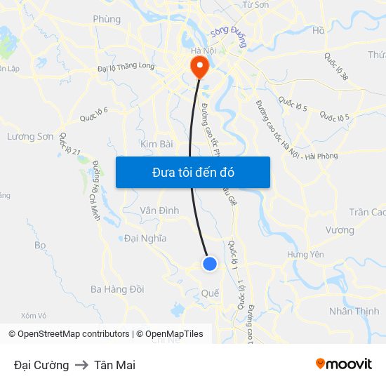 Đại Cường to Tân Mai map