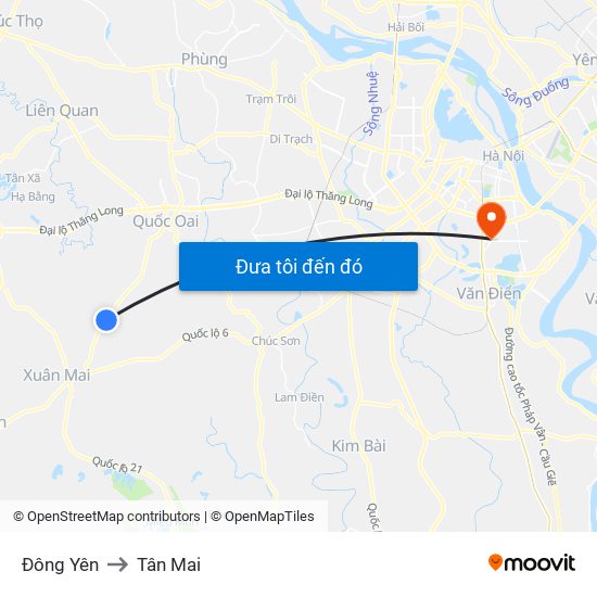 Đông Yên to Tân Mai map