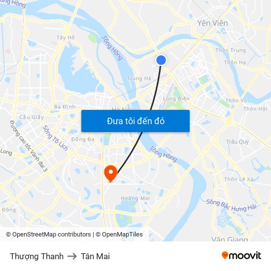 Thượng Thanh to Tân Mai map