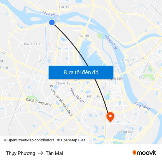 Thụy Phương to Tân Mai map
