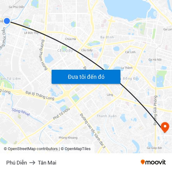 Phú Diễn to Tân Mai map