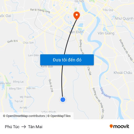 Phú Túc to Tân Mai map