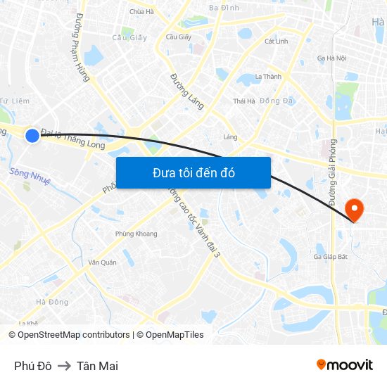 Phú Đô to Tân Mai map