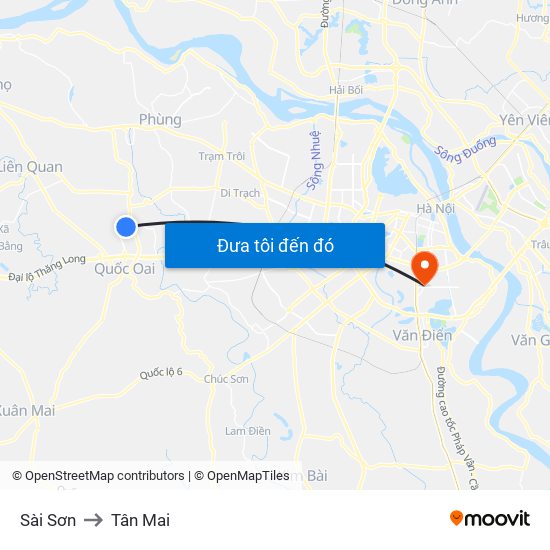 Sài Sơn to Tân Mai map