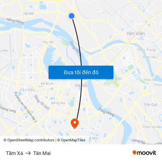 Tầm Xá to Tân Mai map