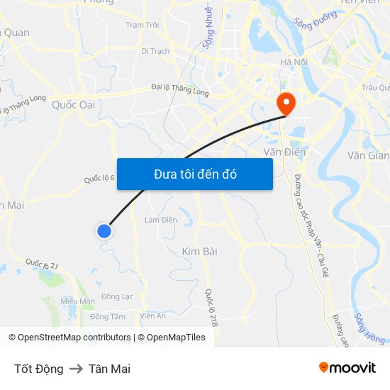 Tốt Động to Tân Mai map