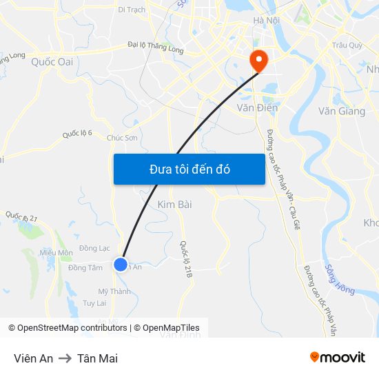 Viên An to Tân Mai map