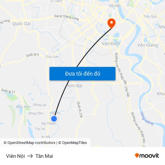 Viên Nội to Tân Mai map