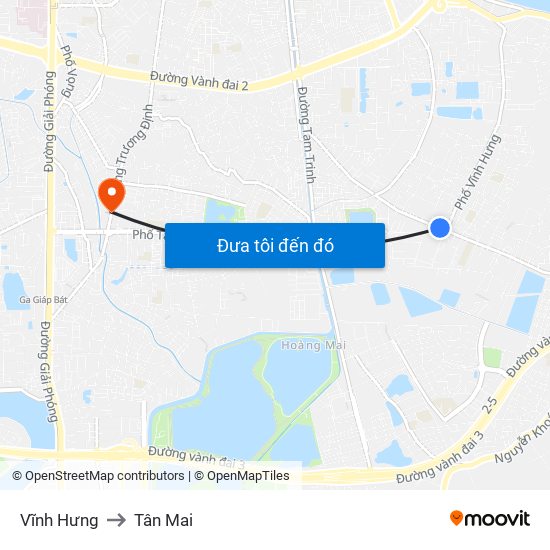 Vĩnh Hưng to Tân Mai map