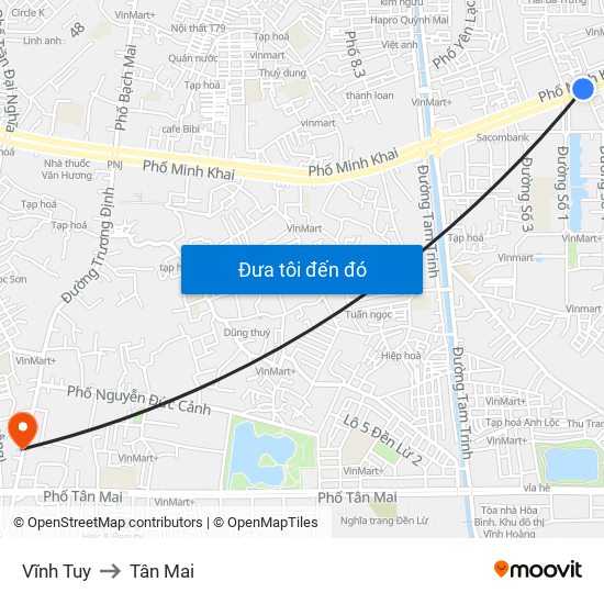 Vĩnh Tuy to Tân Mai map