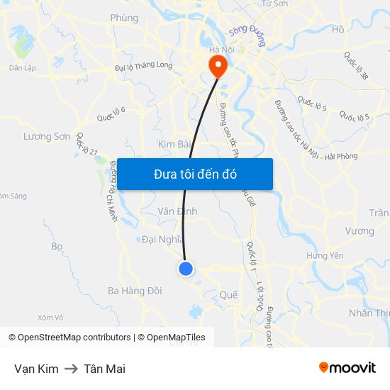 Vạn Kim to Tân Mai map