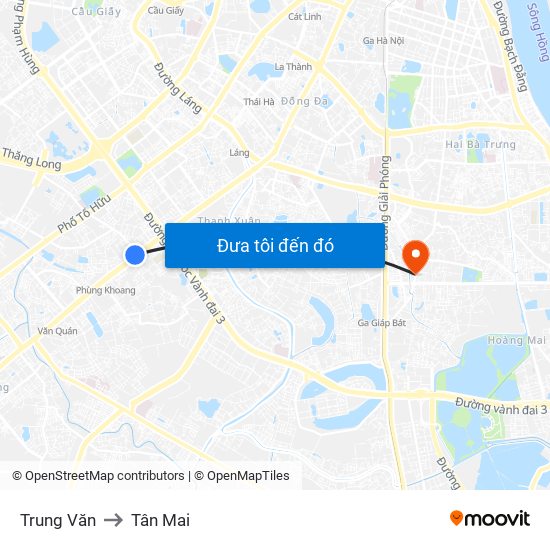 Trung Văn to Tân Mai map