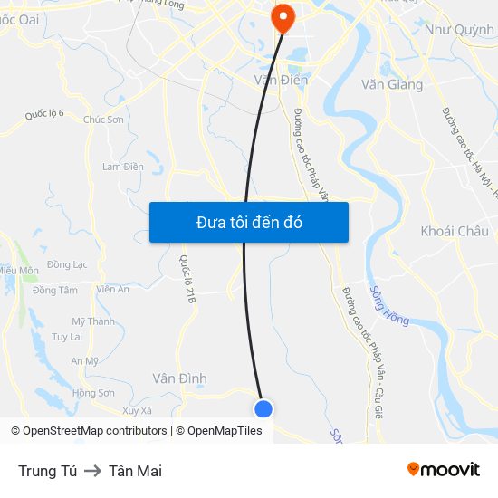 Trung Tú to Tân Mai map